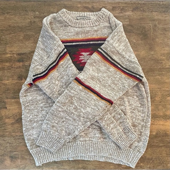 Vintage American Eagle Outfitters Ramie Cotton Sweater XL Southwest Aztec Knit - Picture 5 of 6